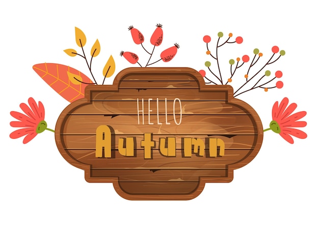 Autumn wooden board with text place design element