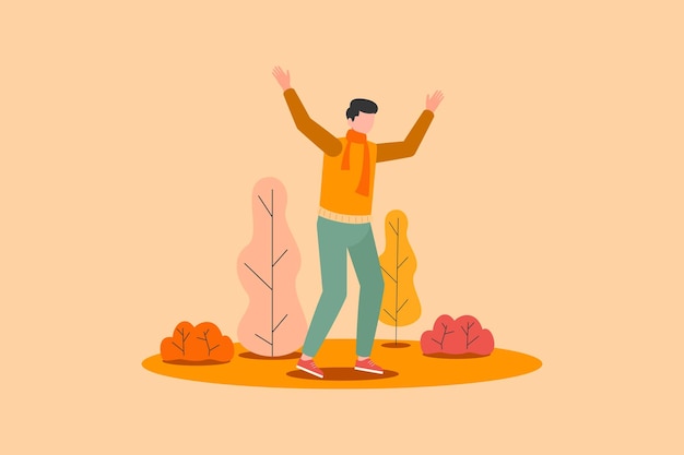autumnal lifestyle concept colored flat vector illustration isolated