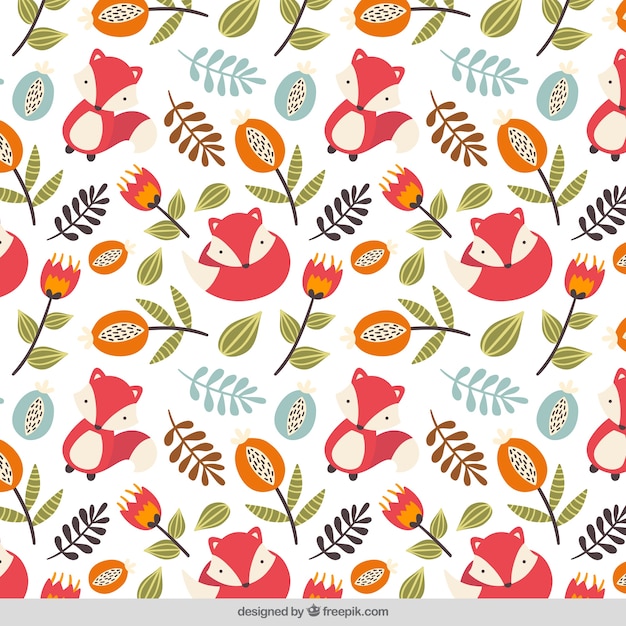 Autumnal pattern with a nice fox