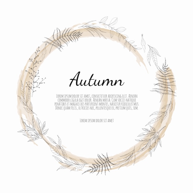 Autumnal round frame. wreath of autumn leaves.