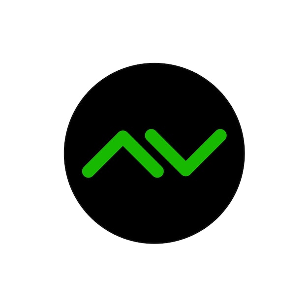 AV groene letters op zwarte ronde. Av merknaam eerste letter icoon.