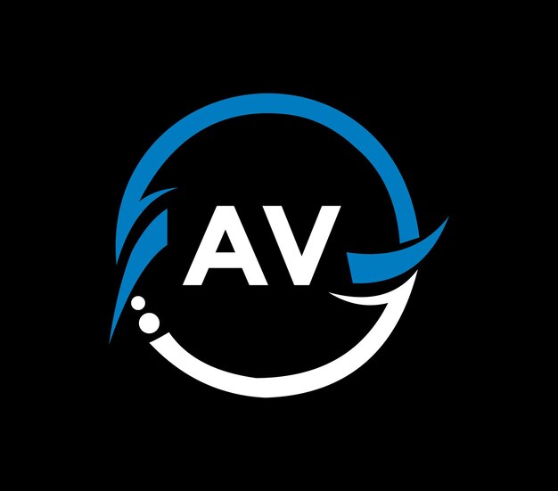 円形の AV 文字ロゴ デザイン AV 円と立方体形のロゴ デザイン AV モノグラム ビジネス