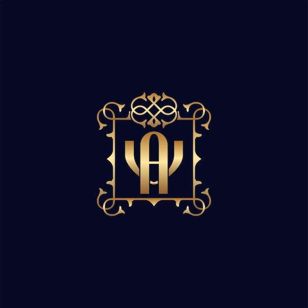 Av of va gouden sierlijke koninklijke luxe logo