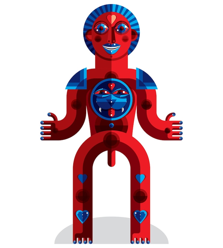 Vector avant-garde avatar, colorful drawing created in cubism style. modernistic geometric portrait, vector illustration of idol.