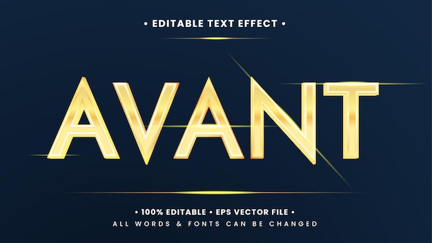 Avant Gold Elegant 3D-tekststijleffect. Bewerkbare illustrator tekststijl.