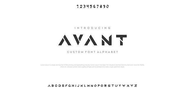 AVANT Moderne abstracte digitale alfabet lettertype Minimale technologie typografie Creatieve stedelijke sport