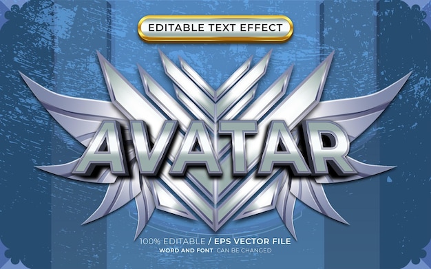 Аватар 3D редактируемый текстовый эффект с логотипом или фоном крылатой эмблемы