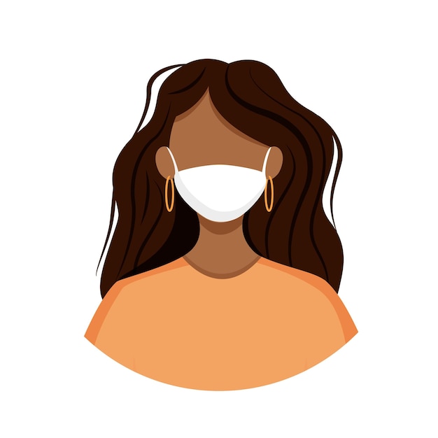 Avatar of an african american woman wearing glasses and a mask to protect against coronavirus