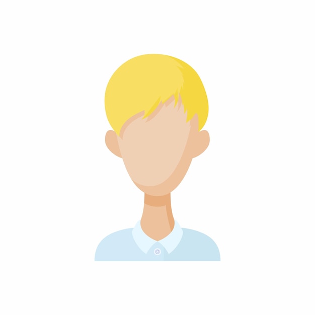 Vector avatar blond men icon in cartoon style faceless boy isolated on white background