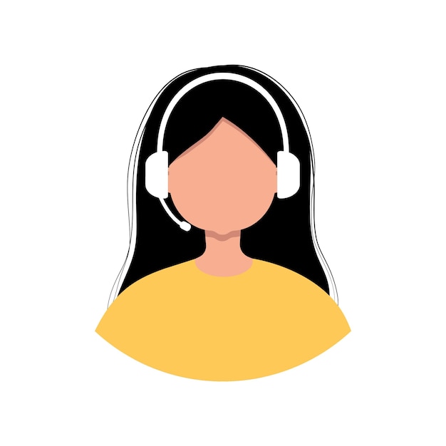 Avatar of call center agent in headphones with microphone Vector Cartoon flat Illustration