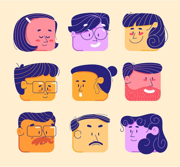 Vector avatar character illustration faces