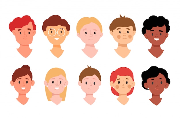 Vector avatar collection for app. diversity people concept.