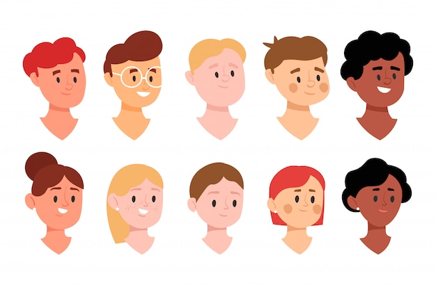 Vector avatar collection for app. diversity people concept.