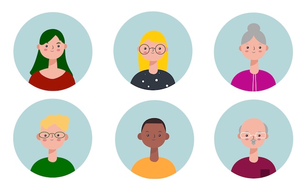 Vector avatar different nationality and types of people icons