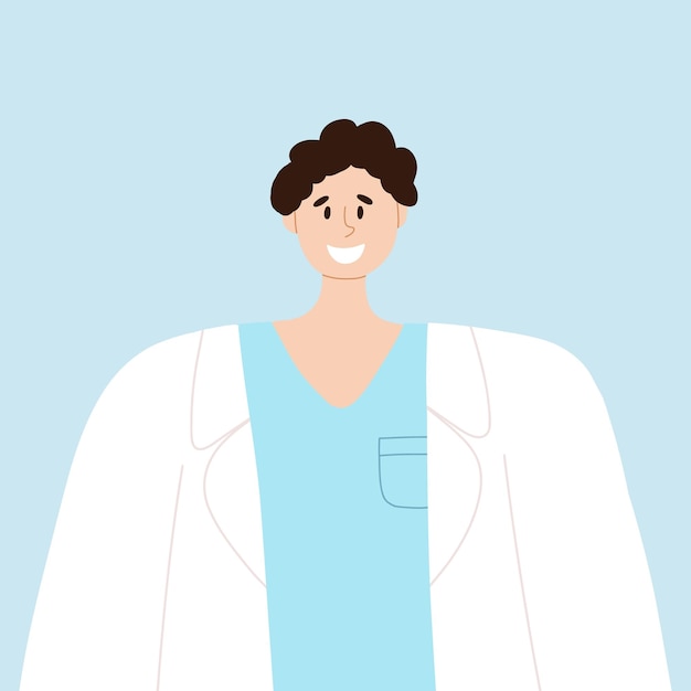 Avatar of a doctor paramedic veterinarian A man in a white coat Vector illustration Flat style