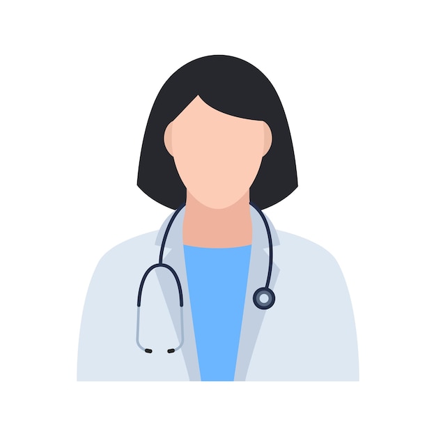 Avatar of female doctor with black hair Doctor with stethoscope Vector illustrationxA