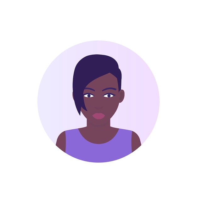 Vector avatar icon, african american girl with short haircut