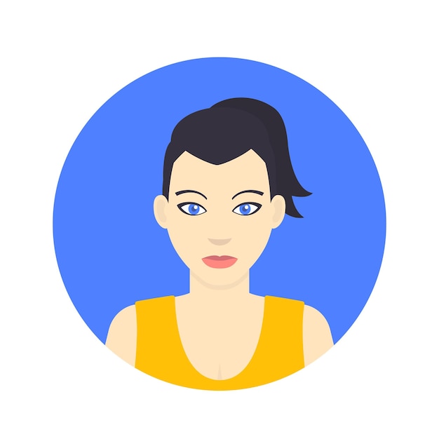 Avatar icon, girl in flat style over white, vector illustration