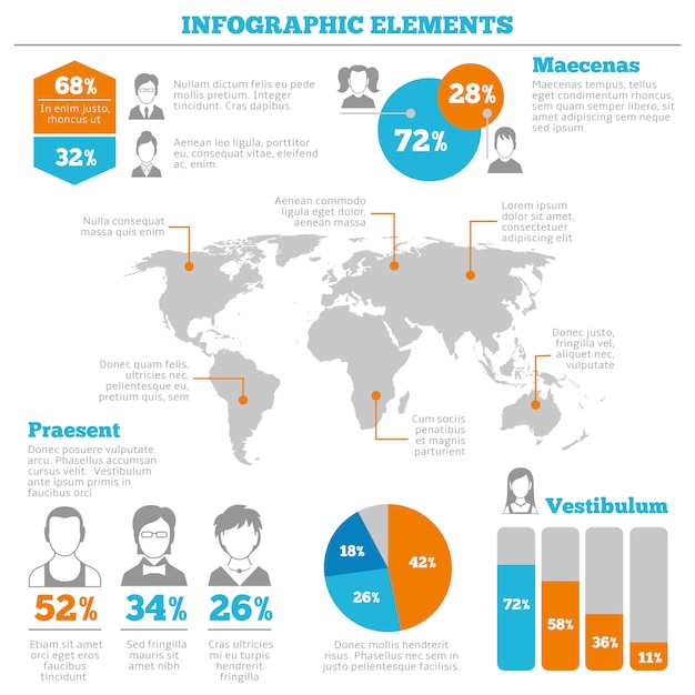 Avatar infographic elements layout