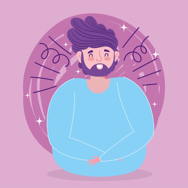 Avatar man cartoon with beard   design