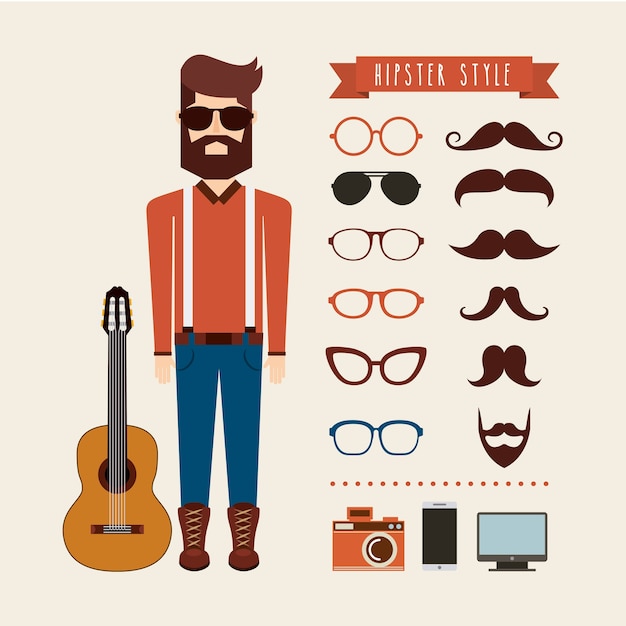 avatar man hipster style isolated icon