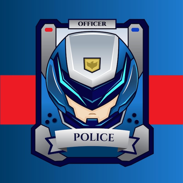 Avatar mascot illustration for logo profile with chibi anime style. police.