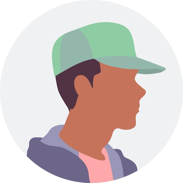Аватар молодого человека в кепкевекторная иллюстрация в плоском стиле