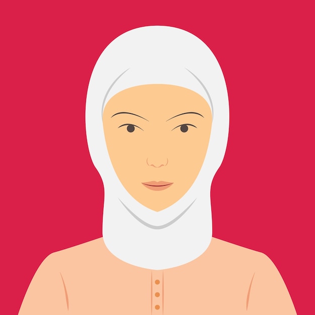 Avatar portrait of beautiful young muslim woman. Flat vector illustration