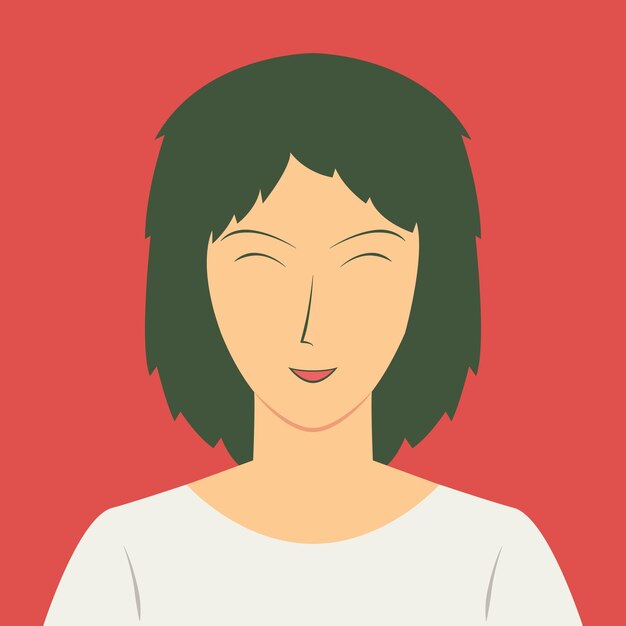 Вектор Аватар портрет смеющейся молодой женщины. плоская векторная иллюстрация