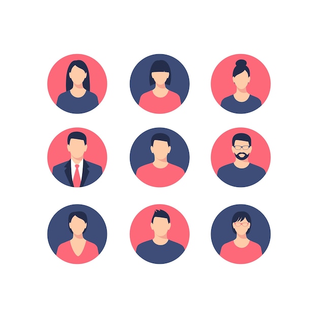 Set di icone del profilo avatar inclusi maschio e femmina