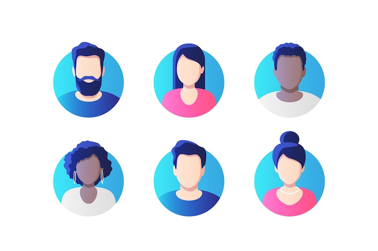 Vector avatar profile picture icon set including male and female
