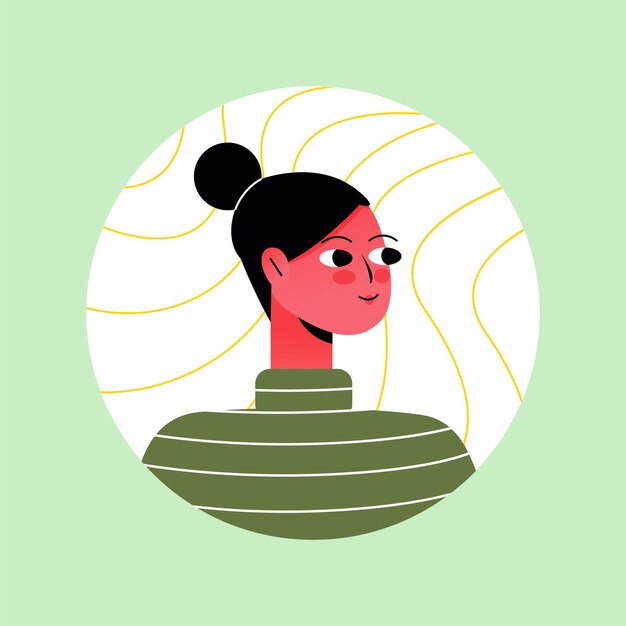 Avatar of satisfied person in the cartoon style This cute girls avatar adds an element