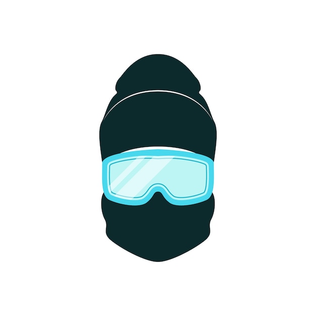 Vettore avatar snowboarder con cappello invernale e occhiali blu