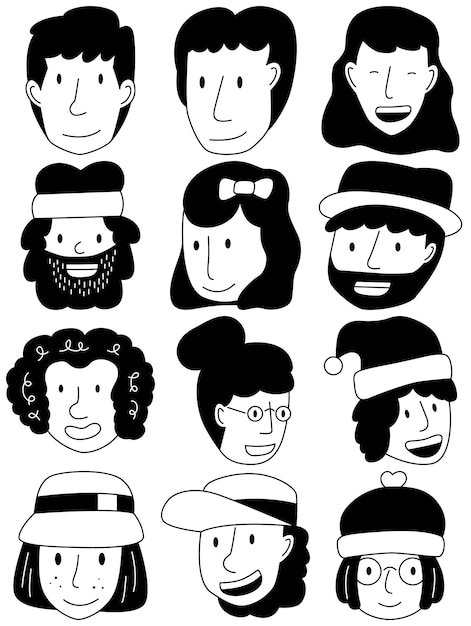 Vector avatar vector set avatar simple cartoon style face simple cartoon style