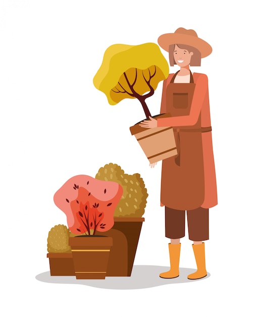 Вектор Аватар женщина и концепция садоводства