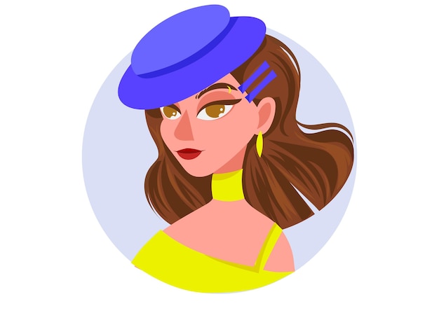 Avatar woman cartoon head design for icon or symbol or user profile in internet girl female person