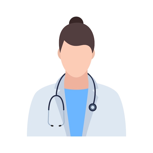 Avatar of woman doctor with brown hair Doctor with stethoscope Vector illustrationxA