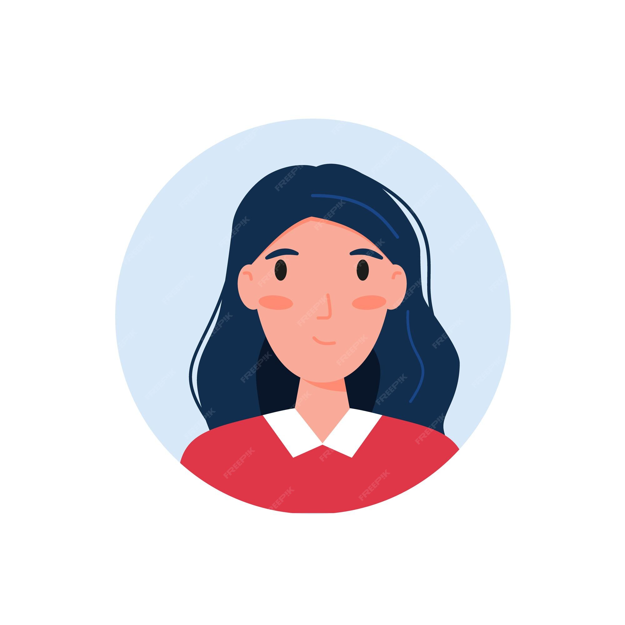 Premium Vector  Avatar girl woman face flat round user my account