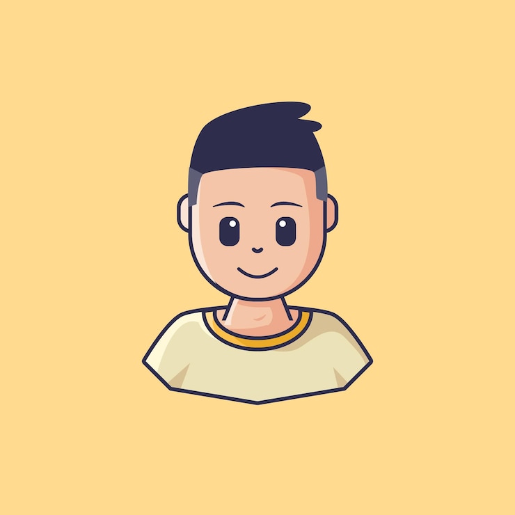 Vector 아바타 젊은 남자 미니멀 만화 아이콘 그리기 벡터 일러스트 레이 션