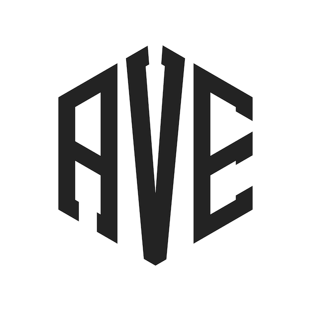 ロゴ デザイン AVE イニシャルレター AVE モノグラム ロゴは六角形を使用しています