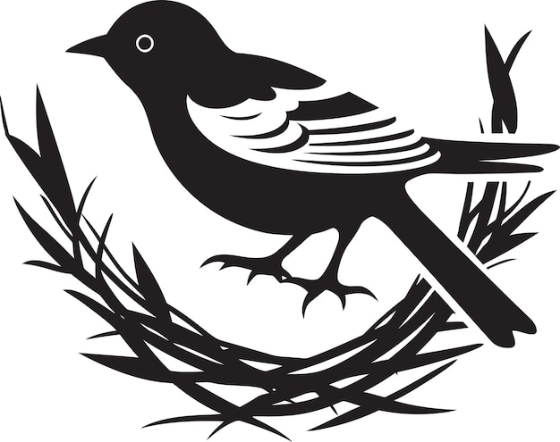 Aviary maven black bird nest icon nest weaver vector icon design