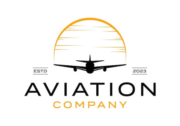 Vector aviation airplane travel emblem badge logo icon vector design