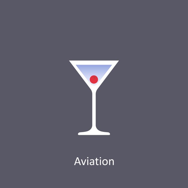 Aviation cocktail on dark background in flat style vector illustration