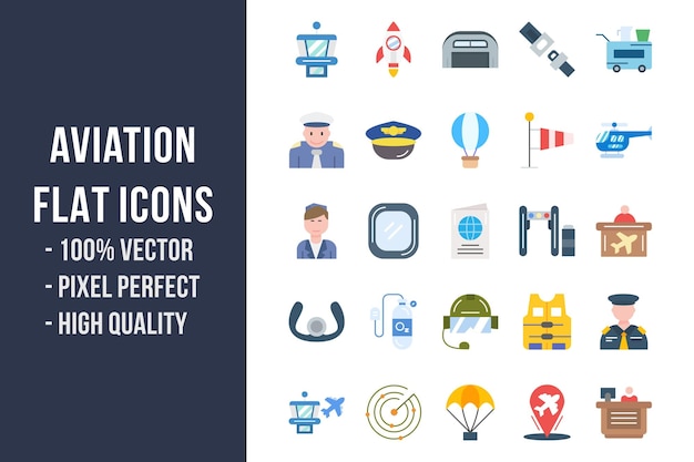 Aviation Flat Multicolor Icons