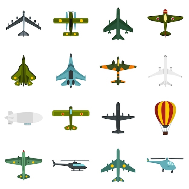 Vector aviation icons set