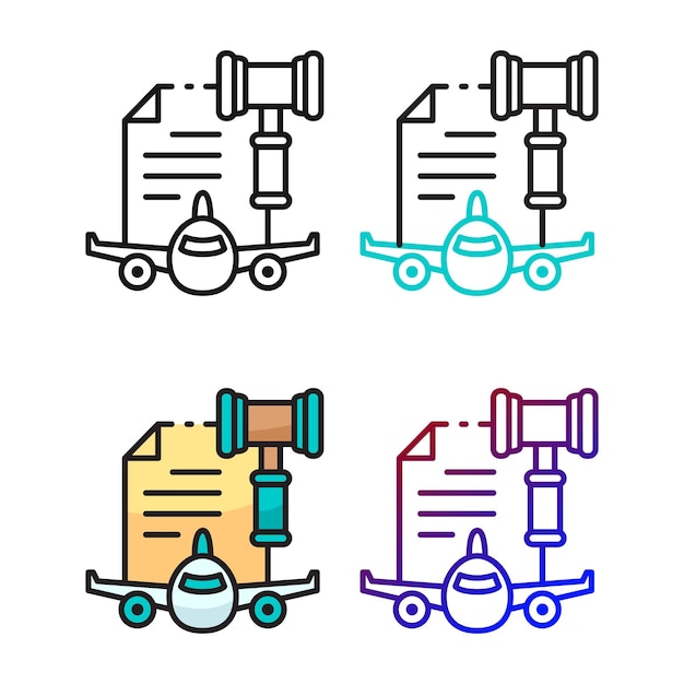 Aviation law icon design in four variation color