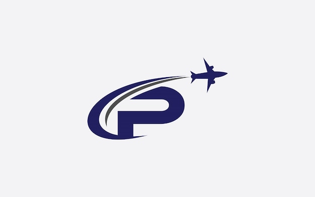 航空モノグラムとP文字の旅行アイコン