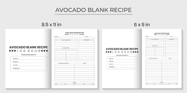 Avocado blank recipe book design