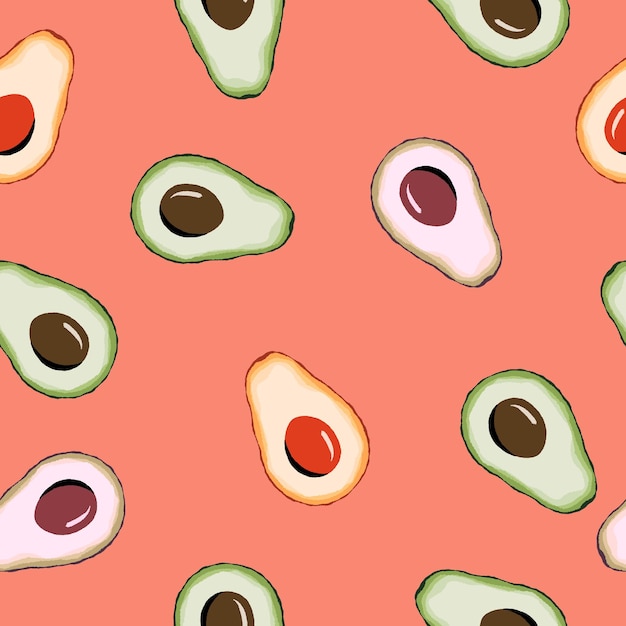Avocado blaren naadloze patroon vectorillustratie op het thema van de nationale dag van de avocado op juli