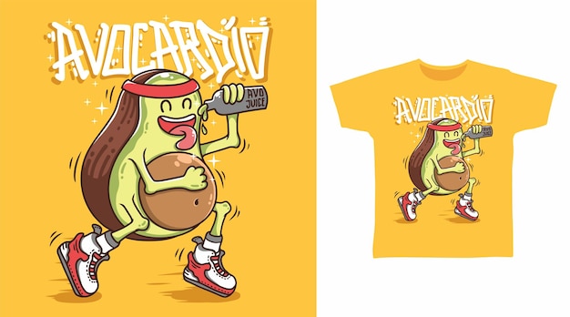 Vettore avocado cardio t-shirt art designs di moda